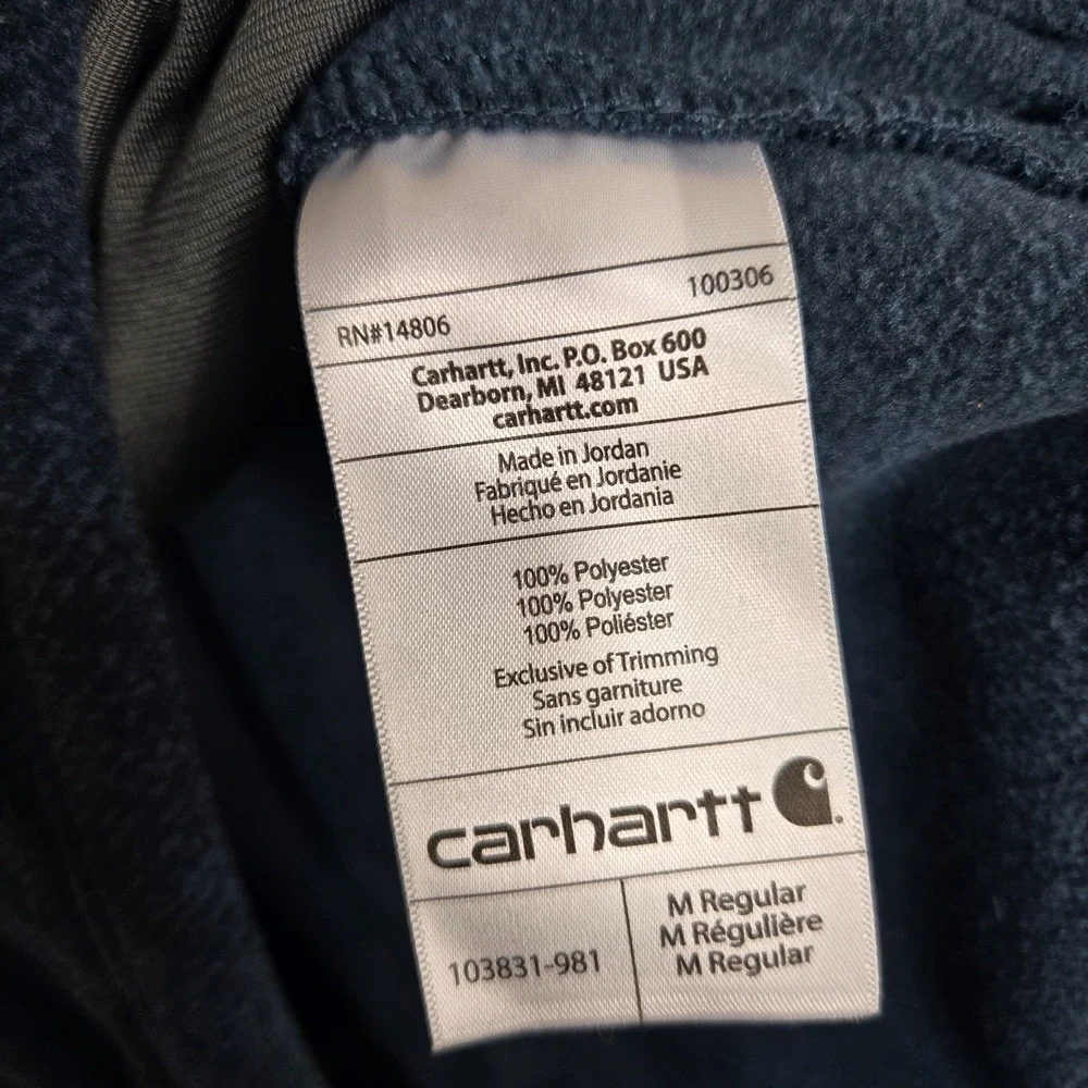 Carhartt Dalton Fleece Jacket Mens Medium blue 1/2‎ zip 103831-981